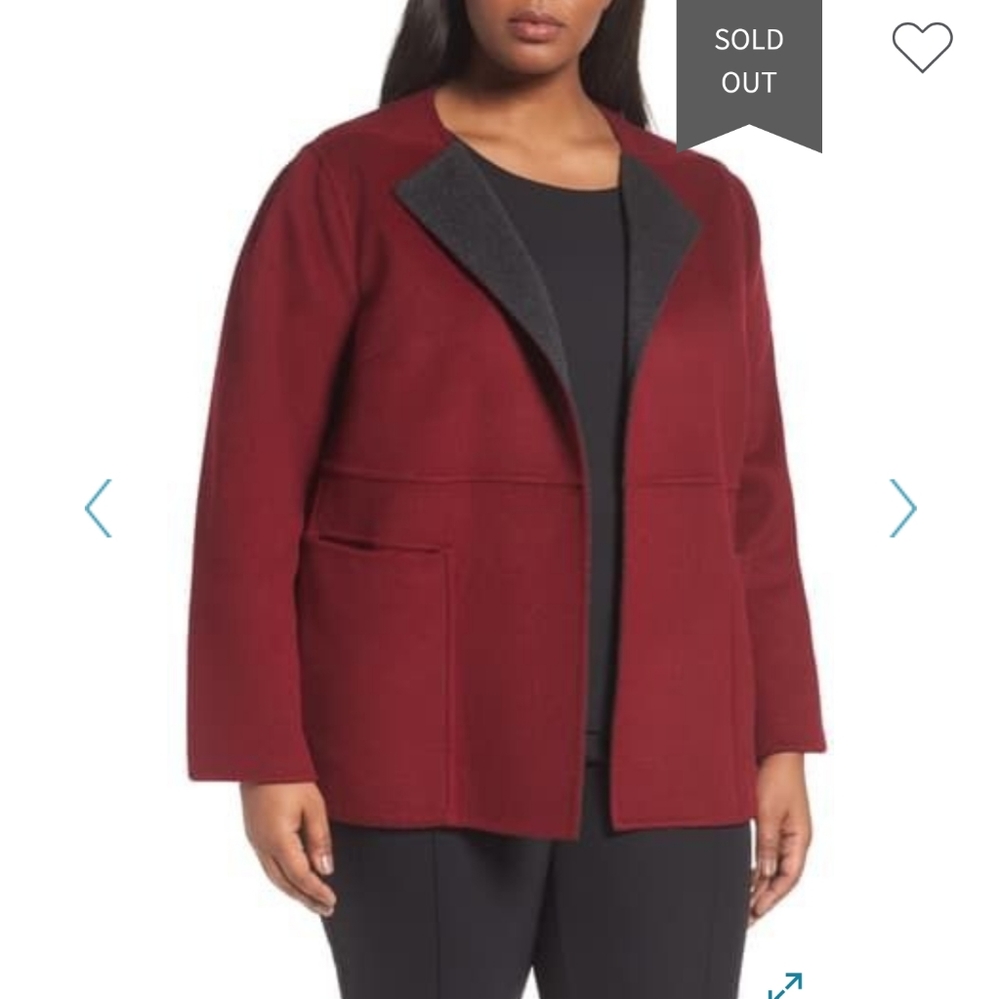 Lafayette 148 New York Oriana Reversible  Wool Cashmere Jacket size Medium